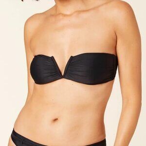 Andie The Scala Bandeau Strapless Bikini Top Swimsuit Black Size L NWT